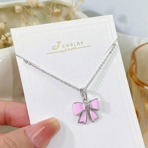 Collares de Moda con Colgante de Circonita Cúbica, Chapado en Oro de 18K, Delicado Collar con Lazo de Esmalte para Mujer - Product Image 4