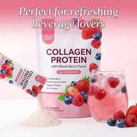 Poudre de protéines de collagène saveur fruits rouges - Boisson beauté antioxydante éclaircissante pour la peau pour femmes Marque OEM 5g X 12