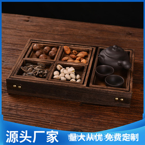 A seven-piece set of solid wood <b>tea</b> <b>trays</b>, dried fruit dishes, and Chinese-style <b>tea</b> and snack <b>trays</b> made of paulownia wood, - Product Image 5