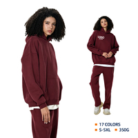 Hoodie DTG Custom Heavyweight 350gsm Oversized Fit Streetwear Pullover Berlapis Fleece Tanpa Tali Serut