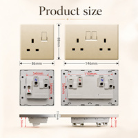 Interruptores de Luz Eléctricos Ultrafinos para PC, Color Gris, 18W, Enchufes USB Tipo C Inteligentes de Carga Rápida, Tomacorriente de Pared de 13A, Enchufes de Pared para TV