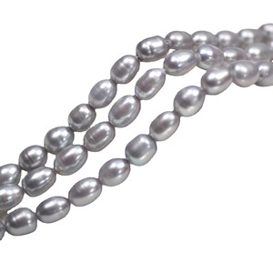 Perlas Barrocas de Agua Dulce Naturales de 7-8 mm, Forma de Arroz, Color Gris, Cuentas Sueltas para Bisutería Hecha a Mano - Product Image 4
