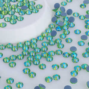 Ss6-Aplique AB verde <span class=keywords><strong>oscuro</strong></span> para ropa, piedras redondas planas Strass, diamantes de imitación de cristal de fijación en caliente, 12, 16, 20, 30 - Product Image 4