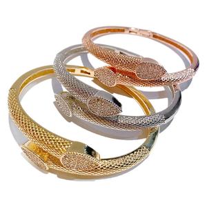 <b>Copper</b> Alloy Zircon Open <b>Bangle</b> Gold Silver Rose Gold Claw Setting Unisex Wedding Jewelry - Product Image 5