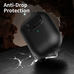 Étui pour écouteurs en cuir PU texturé de qualité supérieure, avec recharge sans fil, design anti-perte, mousqueton en métal pour Airpods Pro 1/2/3 - Product Image 2