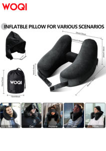 La almohada de cuello de viaje WOQI puede apoyar la cabeza, el cuello y la barbilla y la almohada de viaje inflable - Product Image 2