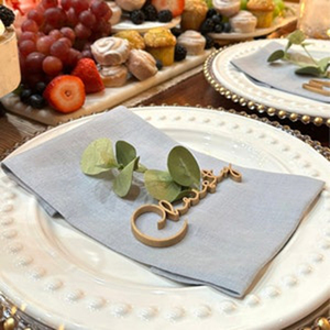 Venta al por mayor personalizado 20X20 azul claro algodón Lino hecho a mano ecológico orgánico duradero reutilizable servilletas de mesa para boda - Product Image 2