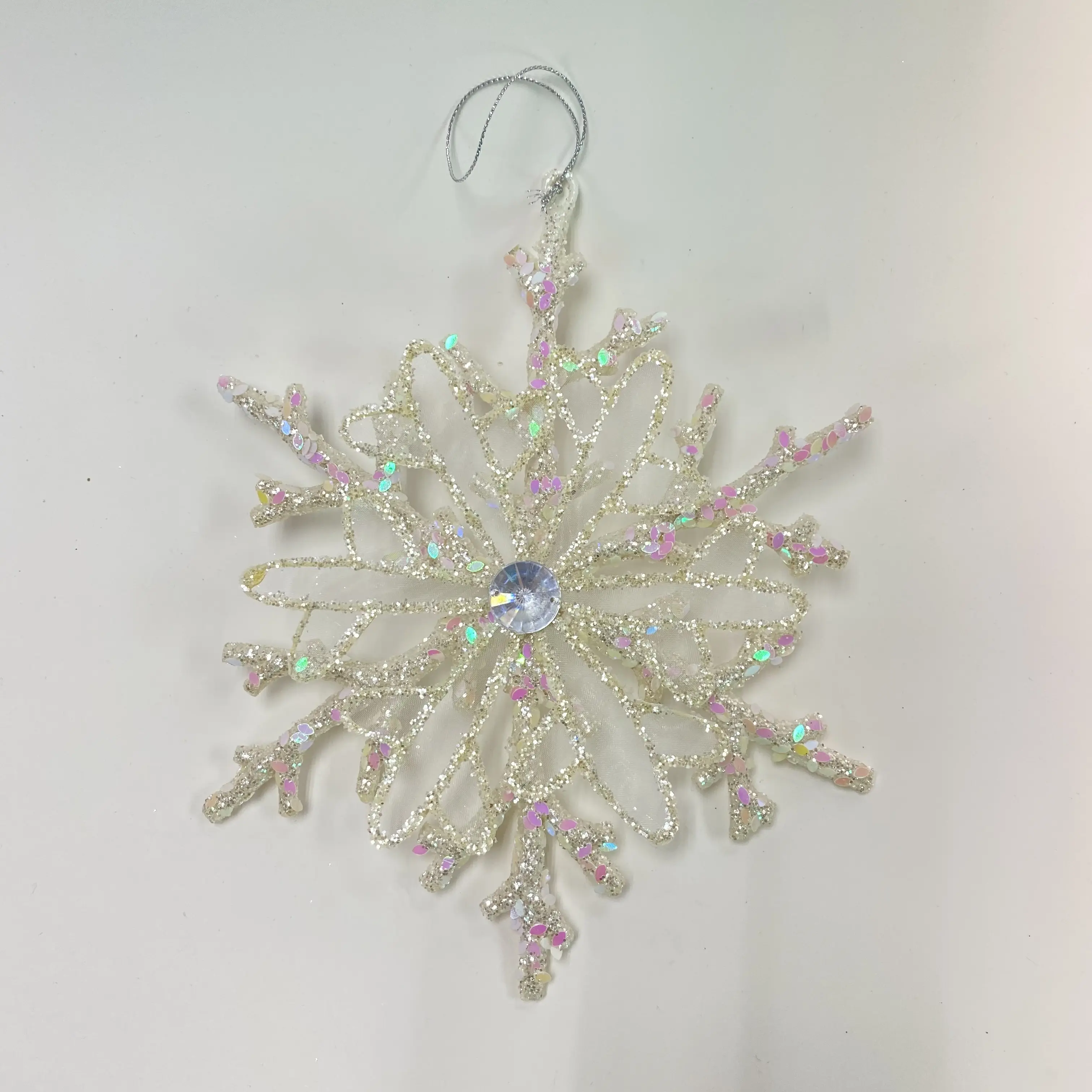 Free Sample Best Selling Handmade Christmas Crystal Snowflake Pendant Christmas Tree Decoration Ornament