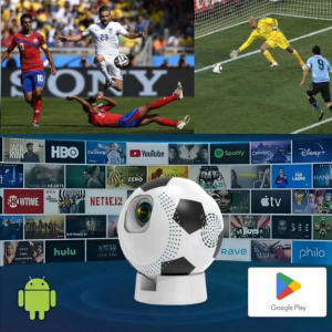 Proyector de Fútbol 4K al por mayor, 1000 lúmenes, Android 11, enfoque eléctrico, <span class=keywords><strong>Bluetooth</strong></span> 5,0, proyector de fútbol portátil para exteriores, al aire libre - Product Image 1