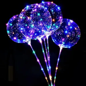 Ballons Led avec bâtons et supports Chaîne de ballons bulles LED Bobo Ballons Lumineux PVC Logo Personnalisé Ensemble Écologique Fête Unisexe