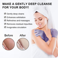 Gants de douche exfoliants pas chers à double texture en nylon pour le corps et les mains, éliminateur de cellules mortes, exfoliant, gant de bain pour hommes et femmes