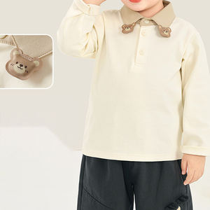 Camiseta de Manga Larga con Cuello Polo para Niños, Conjunto de Primavera para Niñas, Camiseta Básica de Primavera para Niños, Top de Primavera y Otoño para Bebés - Product Image 5