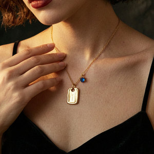 Collar de Joyería con Colgante de Zirconia en Forma de Pepita, Chapado en Oro de 18k, Acero Inoxidable 316L, Resistente al Agua y al Deslustre, con Logotipo Personalizado, para Mujer - Product Image 2
