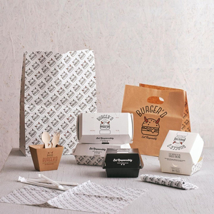 Tùy chỉnh in cấp thực phẩm Takeaway khoai tây chiên khoai tây chiên gà rán Hot Dog Burger Hamburger Bao bì hộp giấy - Product Image 3