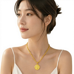 Collier pendentif fleur en cuivre plaqué or 24 carats, chaîne fouet, bijou unisexe, cadeau, OR - Product Image 4