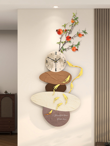 <span class=keywords><strong>Reloj</strong></span> de Pared de Madera Estilo Chino, Decoración Floral, Plato Redondo Apilado, <span class=keywords><strong>Reloj</strong></span> Grande para Decoración de Salas de Estar y Dormitorios - Product Image 1