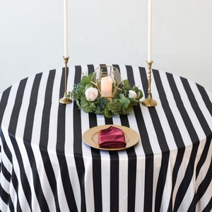 <span class=keywords><strong>Elegante</strong></span> Tovaglia Rotonda in Poliestere a Righe Verticali, <span class=keywords><strong>Copritavolo</strong></span> a Strisce Bianche e Nere per Matrimoni, Banchetti, Feste ed Eventi a Noleggio - Product Image 2