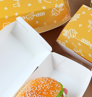 Scatola di Hamburger in carta ondulata a conchiglia Custom e logo Design per alimenti per grandi famiglie scatola di imballaggio per Hamburger
