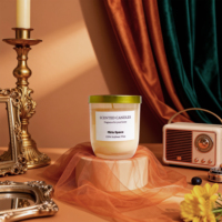 Bougie parfumée de luxe en cire de soja avec couvercle en verre et logo personnalisé, vente en gros de décorations pour la maison