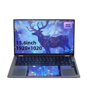 <span class=keywords><strong>Ordinateur</strong></span> <span class=keywords><strong>portable</strong></span> professionnel OEM à double écran 15,6 pouces et 7 pouces, Intel N150, prise en charge de la reconnaissance faciale, rotation à 180 degrés, Wi-Fi double bande - Product Image 1