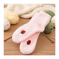 Dames winter sokken pantoffels van dikke, zachte, warme koraal fleece, jacquard geweven