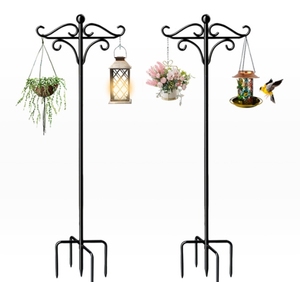 Crochet de berger robuste réglable avec poteau d'alimentation à deux côtés pour ornement de jardin utilisé dans la lanterne de panier de fleurs suspendue - Product Image 1