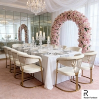 Chaise de mariage élégante dorée, design tendance, chaise de salle à manger en acier inoxydable pour hôtel, vente chaude