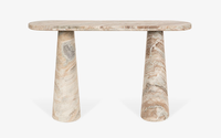 Console élégante et moderne en bois massif avec plateau en marbre aux lignes épurées, rangement extensible pour un salon ou une décoration d'hôtel sophistiquée
