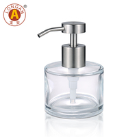 Flacon de savon liquide en verre transparent givré de 150 ml, flacon rond en verre ambré, emballage cosmétique, flacon pompe rond en verre pour lotion