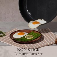 Ensemble de casseroles en aluminium durable de 14 pièces, antiadhésif, non toxique, sans PFOA et PFOS, design moderne, compatible induction, passe au lave-vaisselle