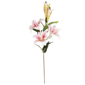 5-Head 3D Film Lily Artificial Flower High Simulation Plastic Home Decor Wedding Use - Product Image 2