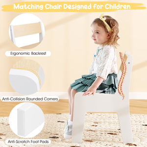 Ensemble de bureau et chaise pour enfants. <span class=keywords><strong>Table</strong></span> <span class=keywords><strong>multi</strong></span>-<span class=keywords><strong>activités</strong></span> en bois avec tableau noir/tableau blanc/porte-rouleau de papier pour la peinture d'enfants d'artisanat d'art - Product Image 4