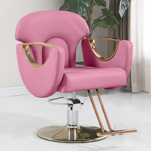 High-End in acciaio inox sedia da barbiere girevole in pelle sintetica rosa per Spa casa barbiere negozio di bellezza parrucchiere - Product Image 6