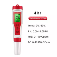 Testeur de qualité de l'eau multiple de haute précision numérique 4 en 1 PH TDS EC compteur de température Aquariums de qualité de l'eau potable