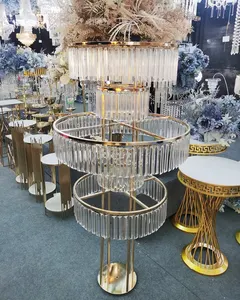 Centro de mesa de boda con soporte de flores de cristal, centro de mesa de Metal alto, Moderno