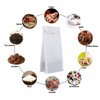 Sacs à café de spécialité premium en papier coton blanc avec fermeture éclair, pochette personnalisée imprimée pour grains torréfiés, sac à café à huit soudures latérales