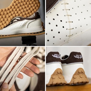 Chaussures de sport et de loisirs légères pour hommes en cuir souple, respirantes, perforées, rétro, colorées, à semelle épaisse, printemps-été - Product Image 4