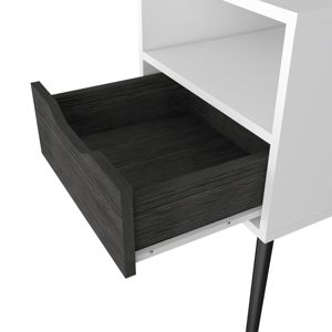 DB Smart Nightstand Fugaz Cajón individual con estante abierto Acabado en roble ahumado/blanco Diseño de lujo moderno Material de mármol ensamblado - Product Image 6