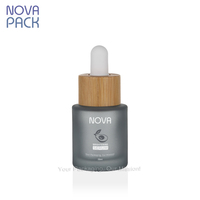 Flacon compte-gouttes de sérum pour le visage en verre gris, 20ml, 30ml, emballage cosmétique en bambou, beauté, élixir, flacon compte-gouttes en bambou pour huile de soins de la peau