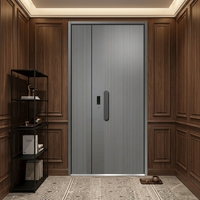 Porte d'entrée de villa en aluminium moulé avec serrure et poignée, finition personnalisée pour les revendeurs étrangers