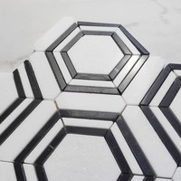 Noir et blanc couleur hexagone forme marbre pierre mosaïque salle de bain carrelage