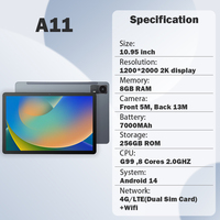 La plus nouvelle tablette PC de 10.95 pouces apprentissage éducatif 8GB + 256GB 2K écran tactile tablette PC d'affaires