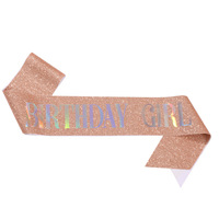 Günstige Schärpen Happy Birthday Girl Queen Schärpe Tiara Partyzubehör mit Strass-Krone Schärpe
