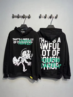 Nouveau Hoodie Homme Coupe Ample en Coton 100% Respirant et Lavé avec Broderie 3D « THAT'S AWFUL LOT COUGH SYRUP » – Vente Flash