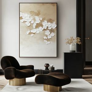 Arte Mural 3D Moderno con Diseño Floral y Textura, Arte Contemporáneo en Lienzo Pintado a Mano, Regalo para la Inauguración de una Casa - Product Image 6