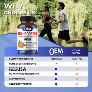7 ב 1 nad + תוספת ניקוטינאמיד ribbosside raveratrol קוורצטין חלב thistle nad קפסולות תמיכה אנרגיה תאית - Product Image 2