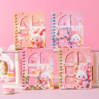 Mini carnet spirale mignon 87*112mm 70 feuilles 80gsm avec couverture découpée motif lapin fleur journal cadeau enfant vente en gros Depai