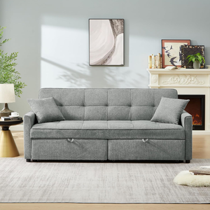 Canapé-<span class=keywords><strong>lit</strong></span> convertible moderne avec dossier inclinable, revêtement en tissu et structure en métal pour salon - Product Image 4