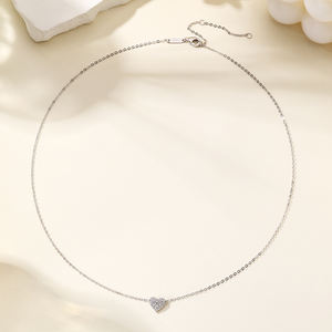 Großhandel Sterling Silber Halskette Frauen Hypo allergene Liebe Charm Halskette 5A Zirkon Micro Intarsien Herz Anhänger Halskette - Product Image 4