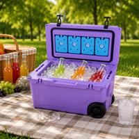 Glacière à roulettes thermique rotomoulée moderne 55QT, robuste, pour bières et canettes en extérieur